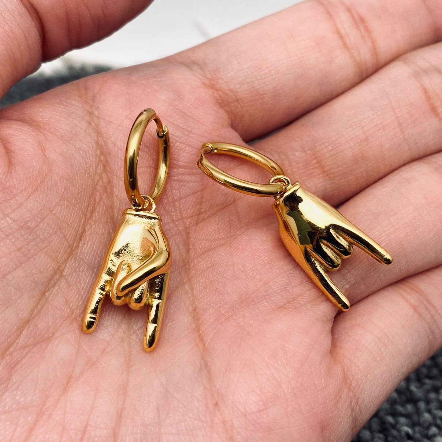 18K Gold Plated Rock & Roll Earrings